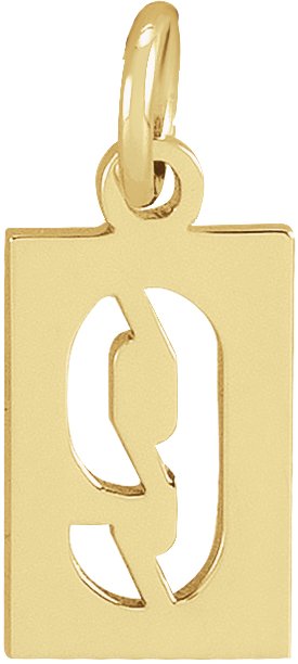 14K Yellow Pierced Numeral 9 Dog Tag Pendant