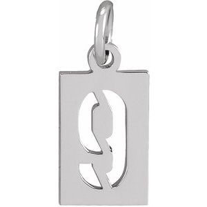Sterling Silver 12.4x5.3 mm Pierced Numeral 9 Dog Tag Pendant