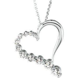 14K White 1 CTW Diamond Journey Heart 18" Necklace