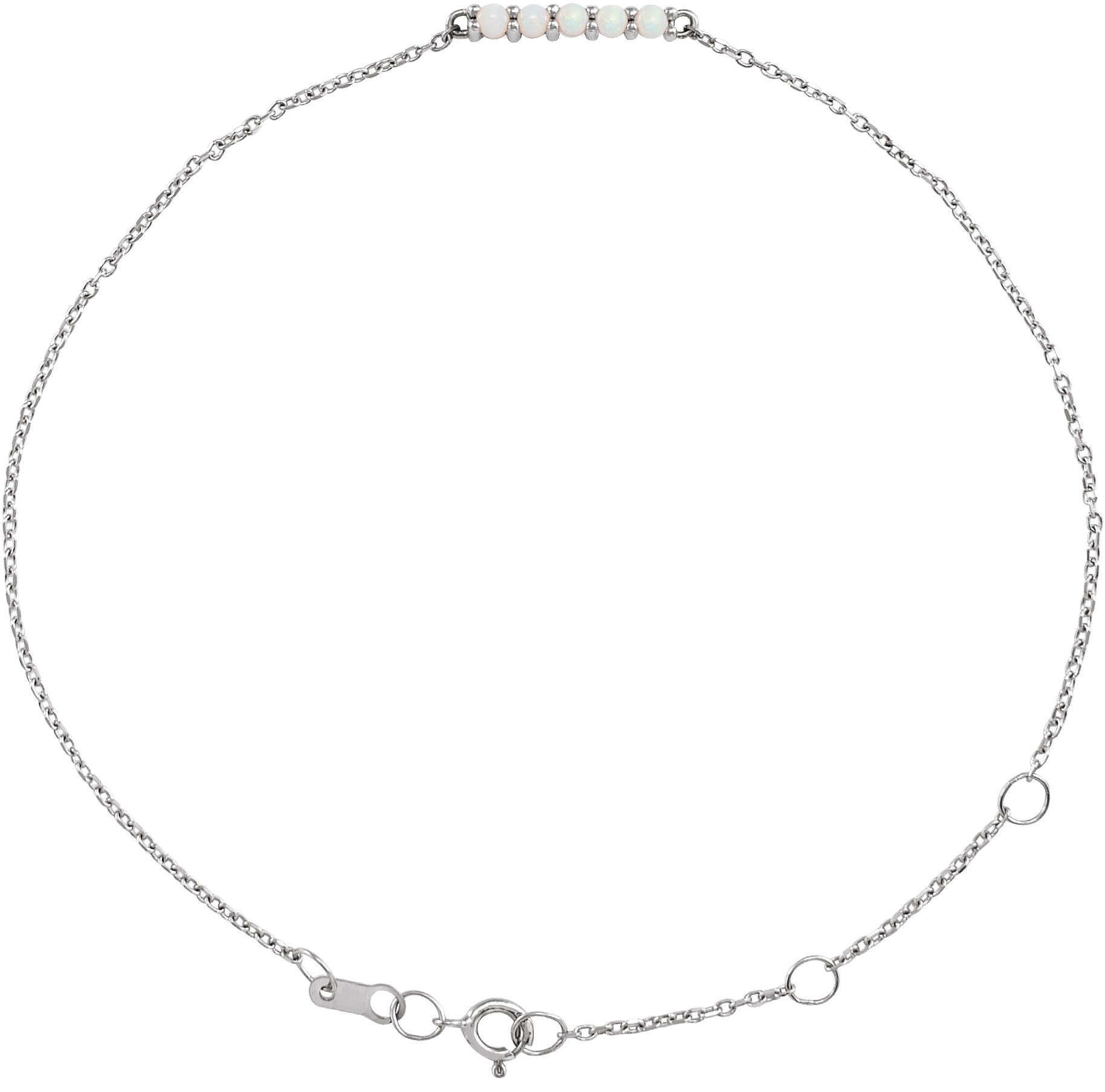 14K White Natural Ethiopian Opal Bar 6 1/2-7 1/2" Bracelet