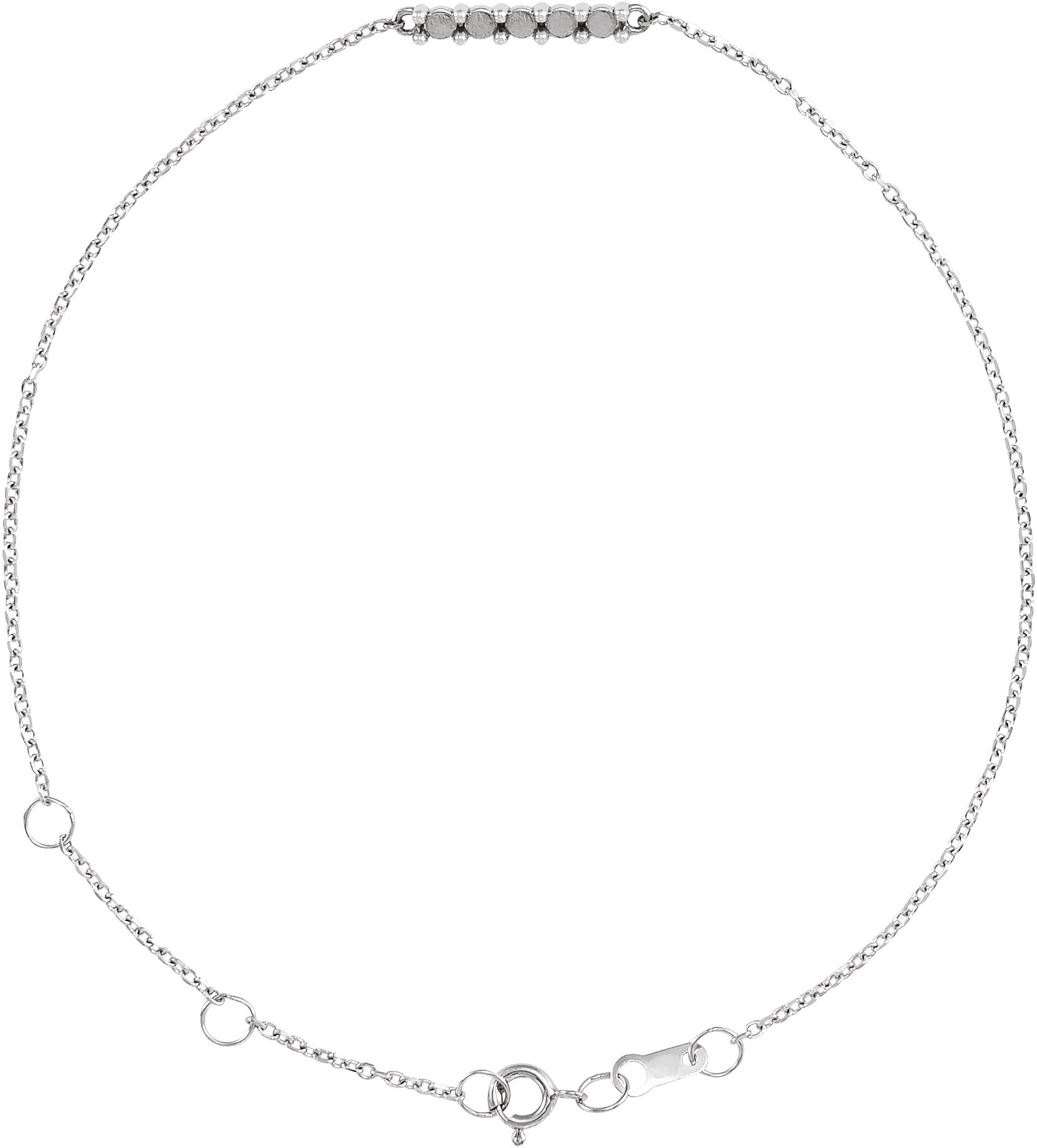 14K White 2 mm Round Cabochon Bar 6 1/2-7 1/2