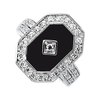 Sterling Silver Onyx and Cubic Zirconia Halo Style Ring Ref 2193199