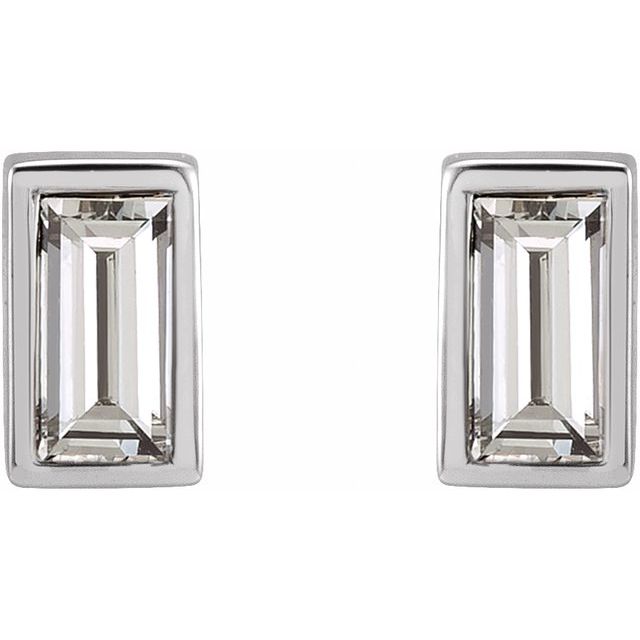 14K White 1/8 CTW Diamond Bezel-Set Earrings