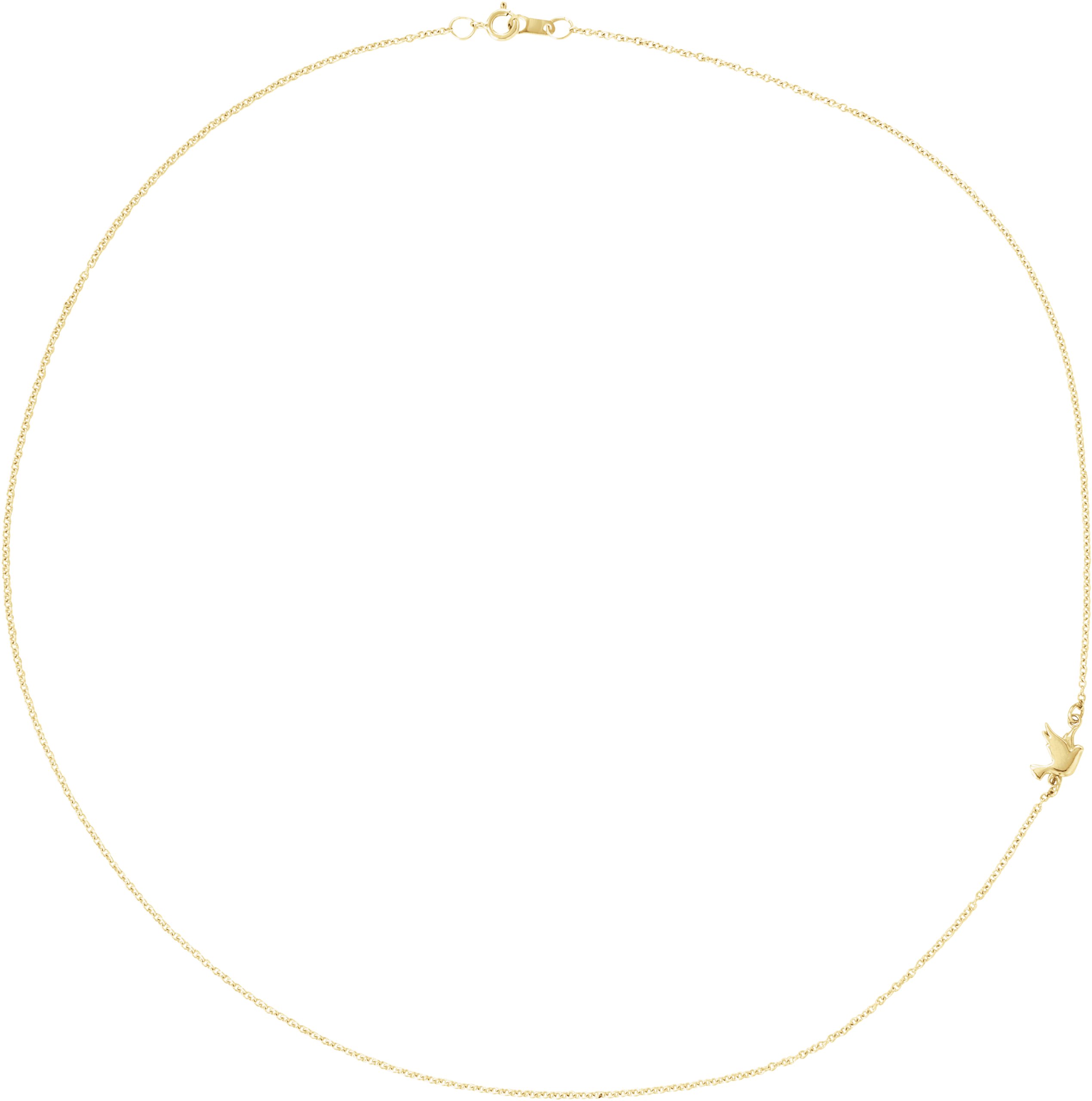 14K Yellow Off-Center Holy Spirit Dove 16" Necklace