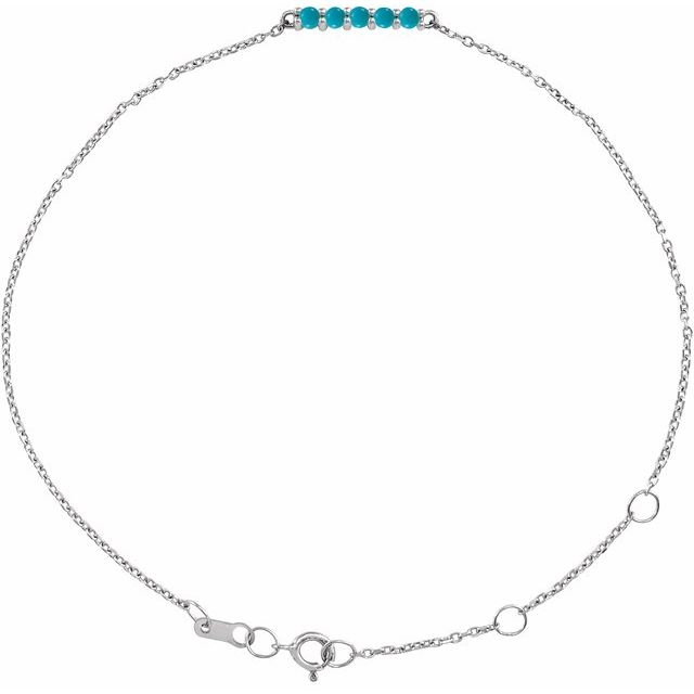 Sterling Silver Natural Turquoise Bar 6 1/2-7 1/2 Bracelet