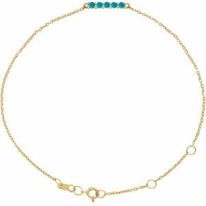 14K Yellow Natural Turquoise Bar 6 1/2-7 1/2" Bracelet