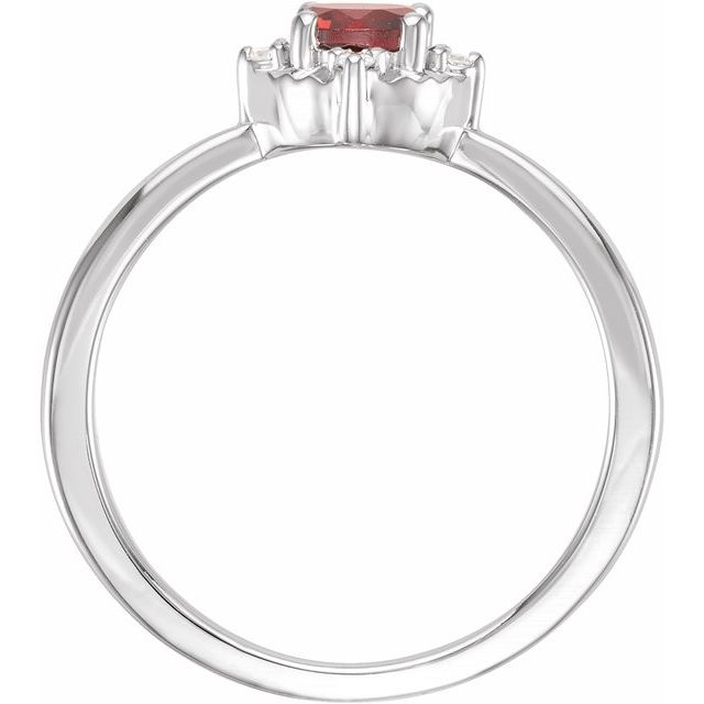 14K White Natural Mozambique Garnet & .04 CTW Natural Diamond Halo-Style Ring