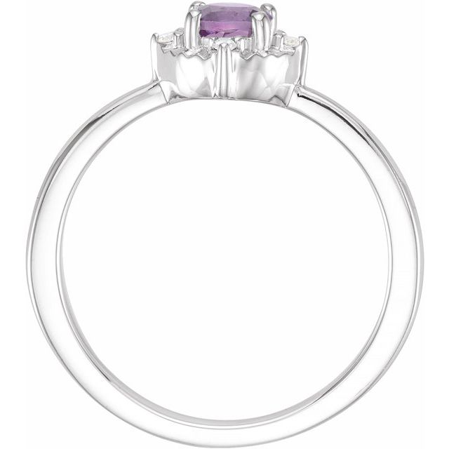 Sterling Silver Natural Amethyst & .04 CTW Natural Diamond Halo-Style Ring