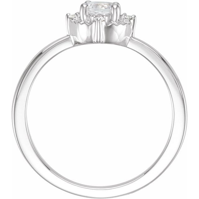 14K White Lab-Grown White Sapphire & .04 CTW Natural Diamond Halo-Style Ring 