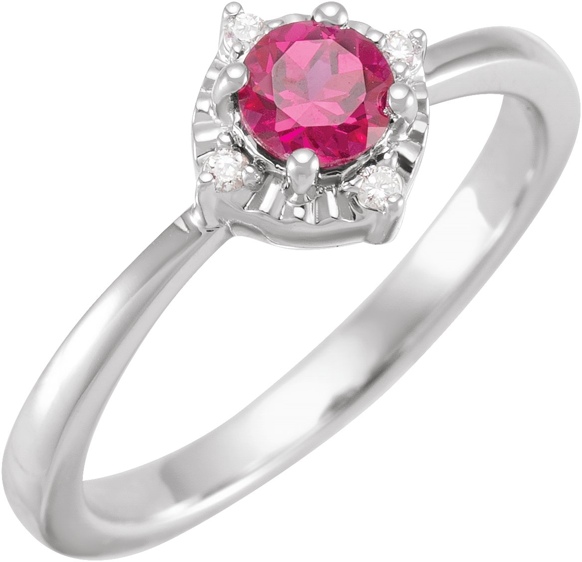 Sterling Silver Lab Grown Ruby and .04 CTW Natural Diamond Halo Style Ring Ref 18011460