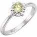 Sterling Silver Natural Peridot & .04 CTW Natural Diamond Halo-Style Ring