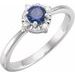 14K White Lab-Grown Blue Sapphire & .04 CTW Natural Diamond Halo-Style Ring 