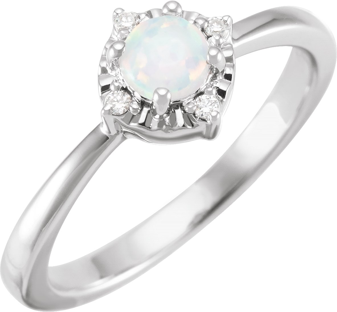 Sterling Silver Lab Grown White Opal and .04 CTW Natural Diamond Halo Style Ring Ref 18011466