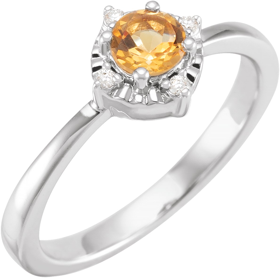 14K White Natural Citrine and .04 CTW Natural Diamond Halo Style Ring Ref 17920194