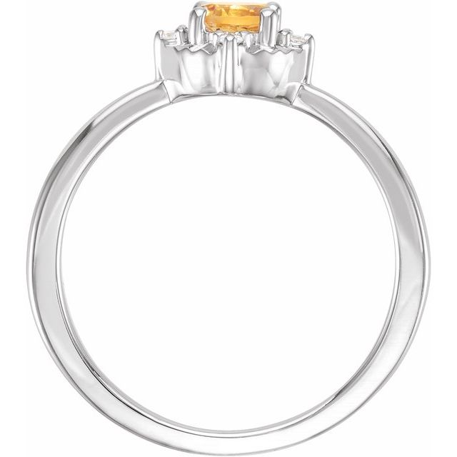 Sterling Silver Natural Citrine & .04 CTW Natural Diamond Halo-Style Ring