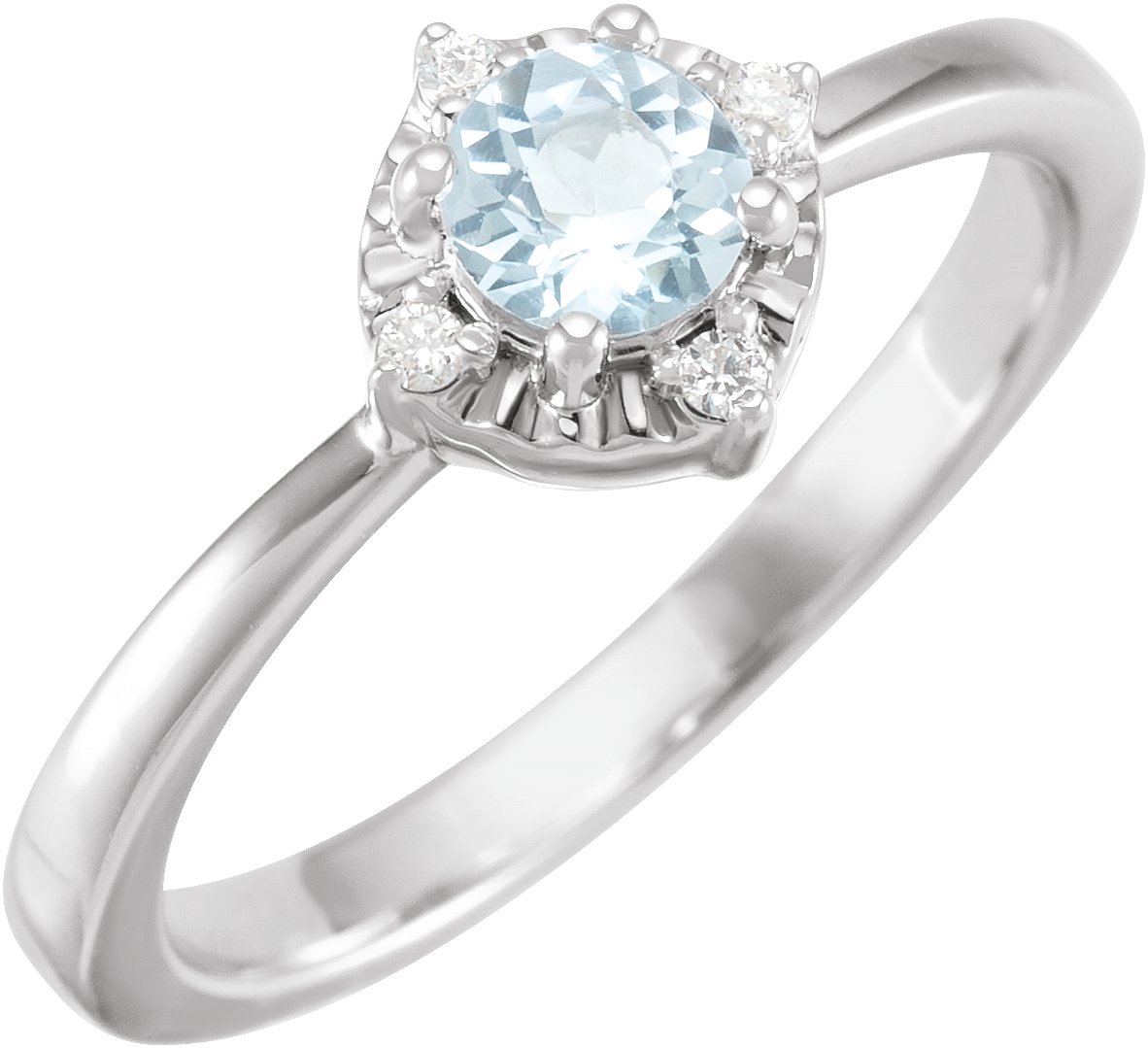 Sterling Silver Natural Sky Blue Topaz & .04 CTW Natural Diamond Halo-Style Ring