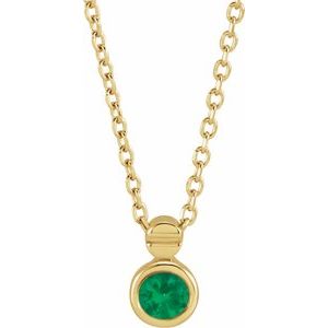 14K Yellow Natural Emerald 16-18" Necklace