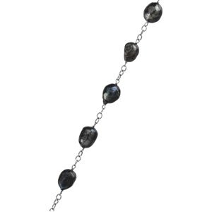 Sterling Silver Black Freshwater Baroque Pearl Station 72" Necklace  
