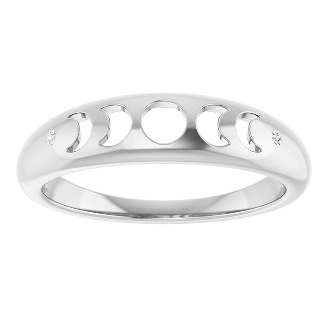Sterling Silver .015 CTW Diamond Moon Phase Ring