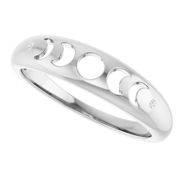 Sterling Silver .015 CTW Diamond Moon Phase Ring