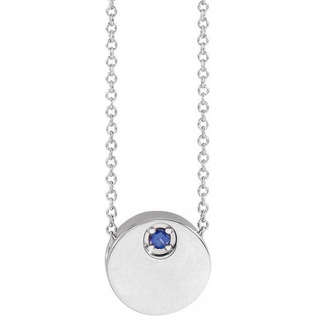 Sterling Silver Lab-Grown Blue Sapphire 16-18 Necklace