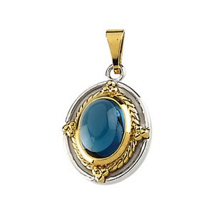 Genuine London Blue Topaz Cabochon Pendant Ref. 2223915