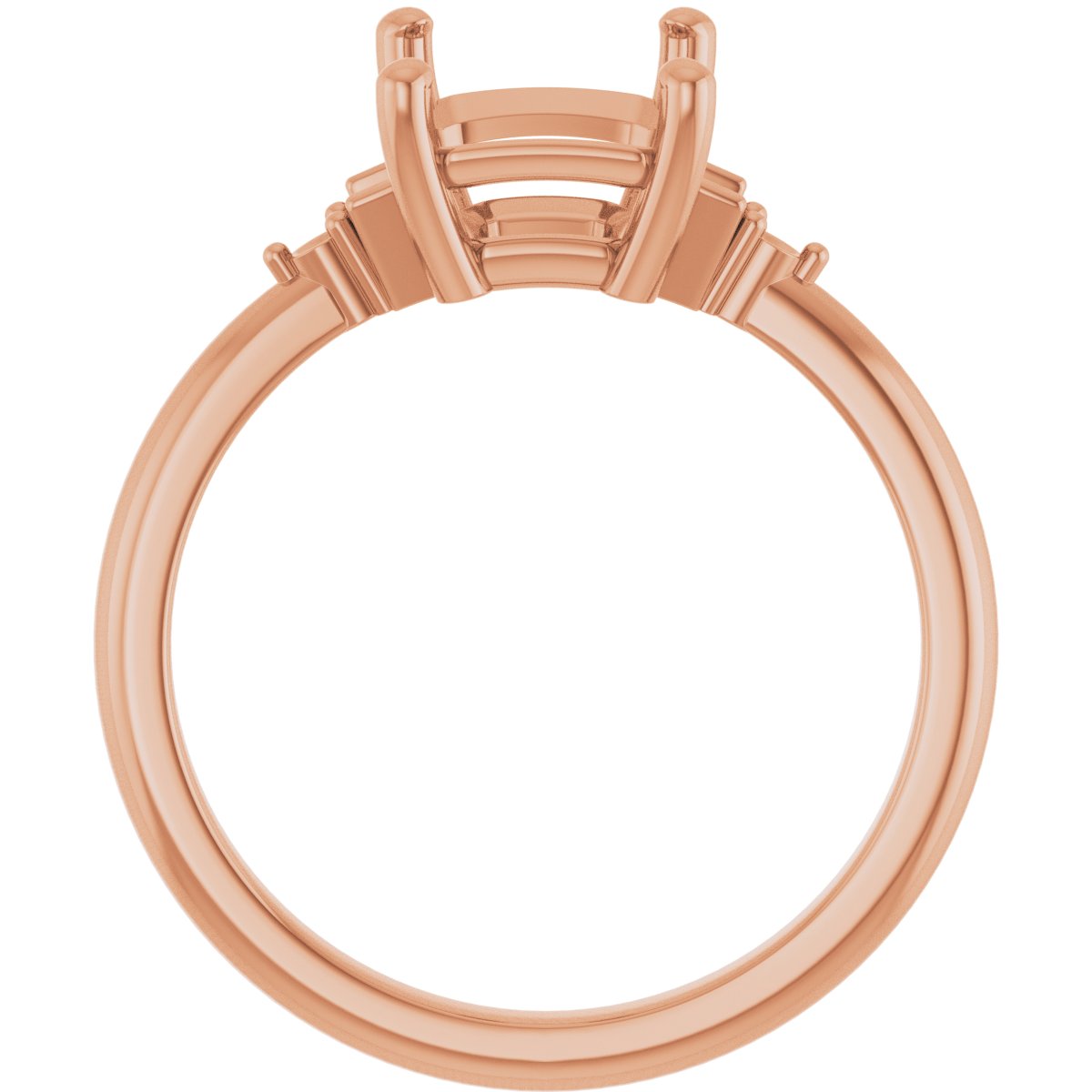 10K Rose Gold 9x7 mm Emerald Engagement Ring Mounting
