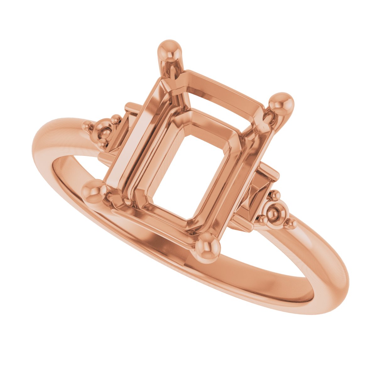 10K Rose Gold 9x7 mm Emerald Engagement Ring Mounting