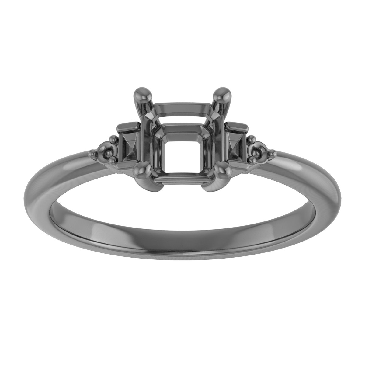 10 mm Asscher Engagement Ring Mounting view 3