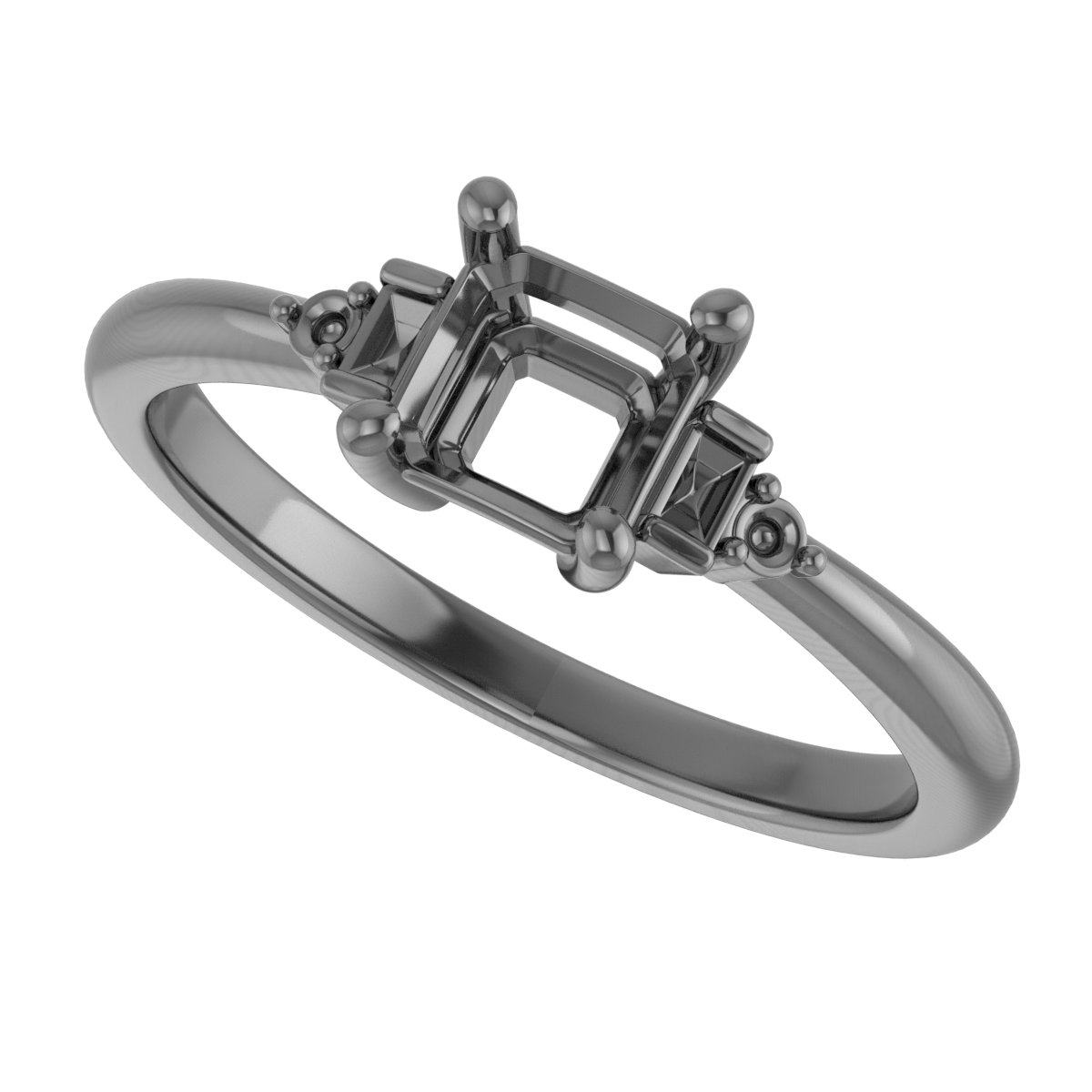 10 mm Asscher Engagement Ring Mounting view 5