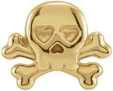 14K Yellow Petite Skull & Crossbones Earring