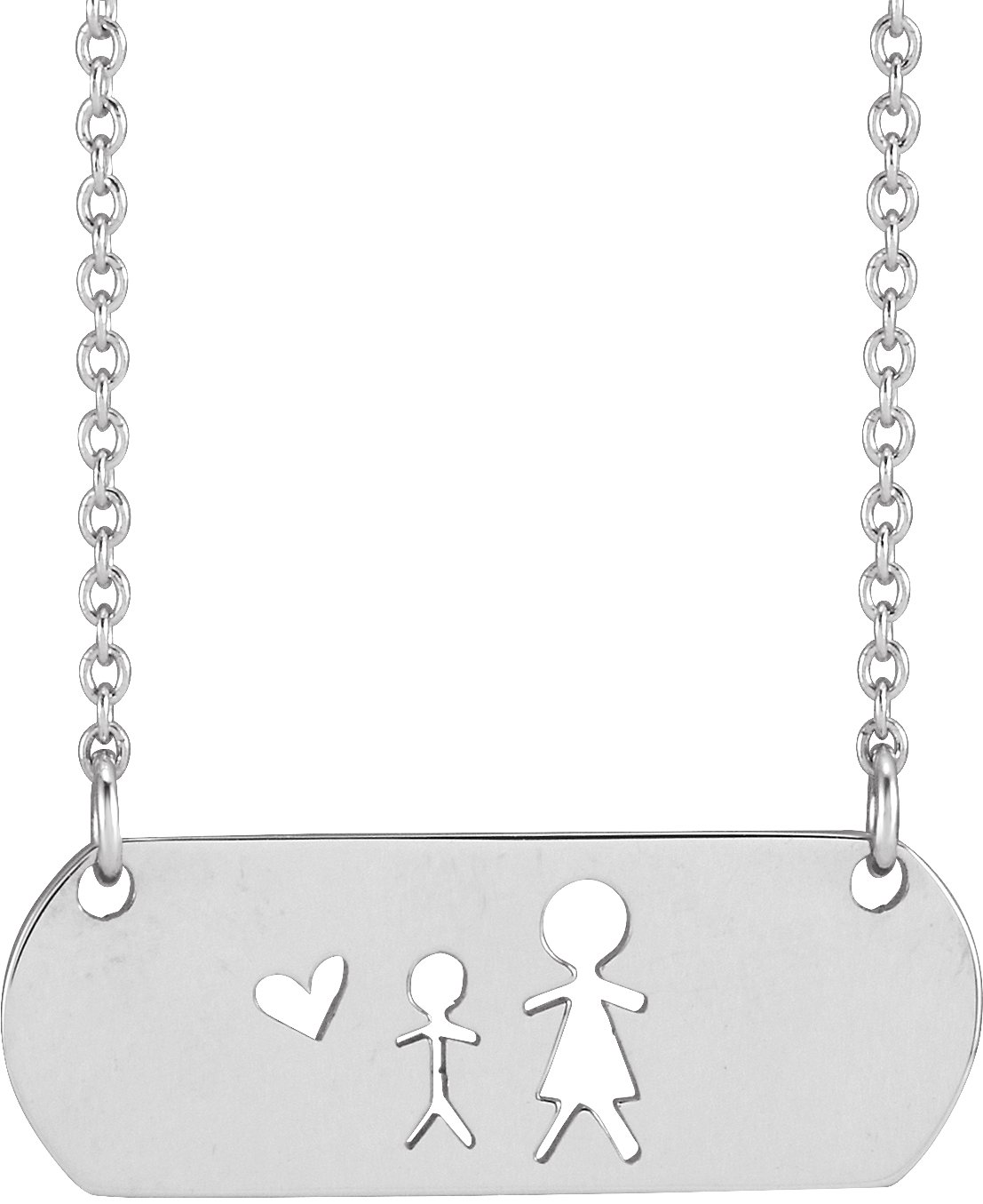 Sterling Silver Mother & Son Stick Figure Family 18" Necklace