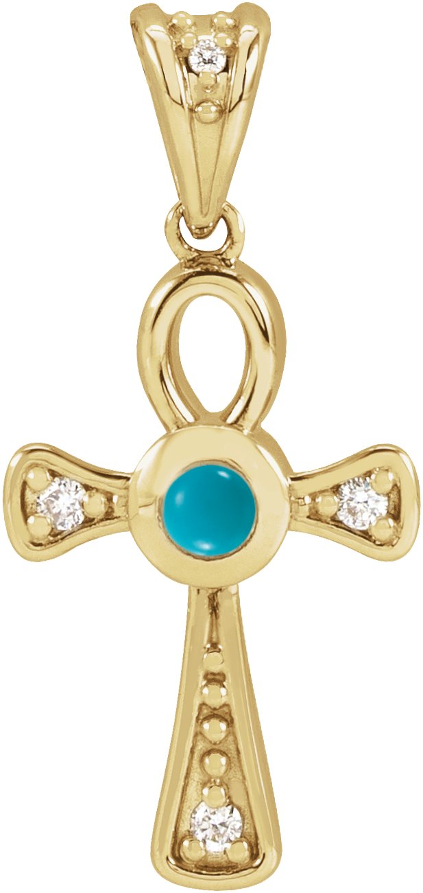 Cabochon Ankh Cross Necklace or Pendant