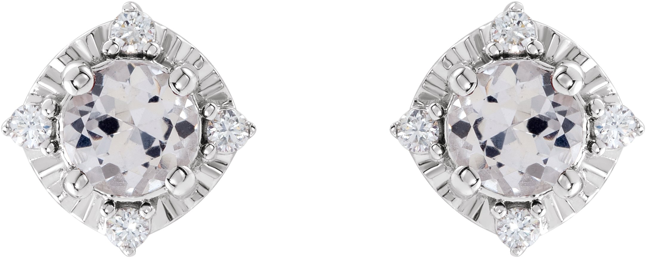 Sterling Silver Lab-Grown White Sapphire & .08 CTW Natural Diamond Halo-Style Earrings