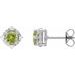 14K White Natural Peridot & .08 CTW Natural Diamond Halo-Style Earrings