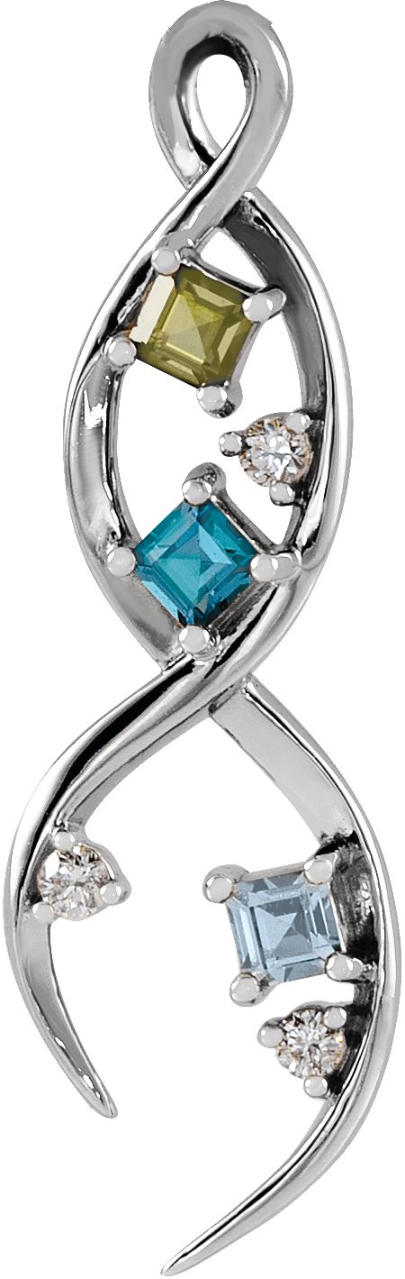 Accented Family Freeform Necklace or Pendant