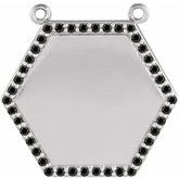 14K White 1/10 CTW Black Diamond Engravable Hexagon Necklace Center