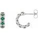 14K White Emerald Huggie Earrings