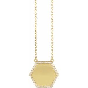 14K Yellow 1/10 CTW Natural Diamond Hexagon 18" Necklace