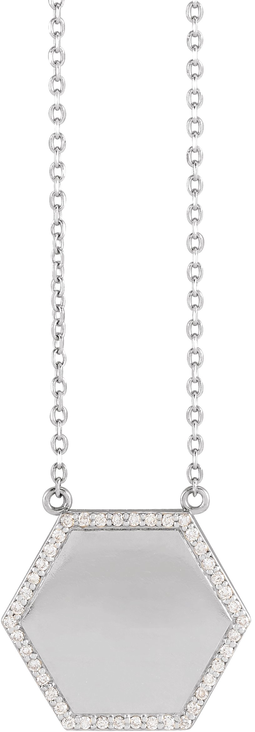 14K White 1/10 CTW Natural Diamond Hexagon 18" Necklace