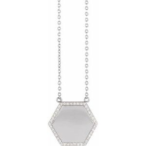 14K White 1/10 CTW Natural Diamond Hexagon 18" Necklace