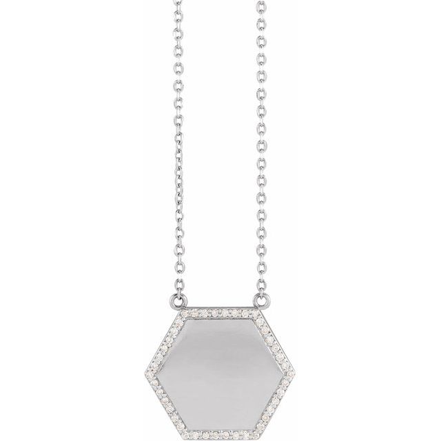 14K White 1/10 CTW Natural Diamond Hexagon 16