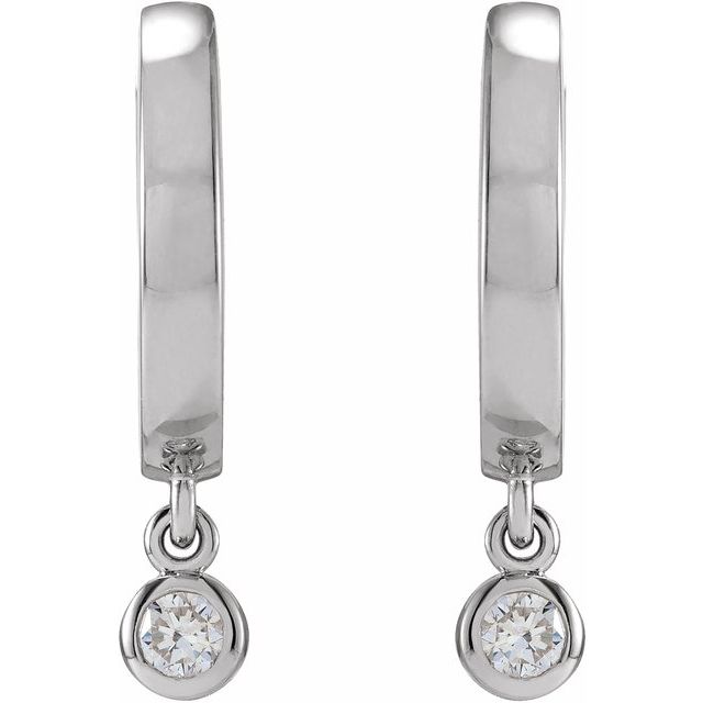 14K White 1/5 CTW Natural Diamond Hinged Hoop Earrings