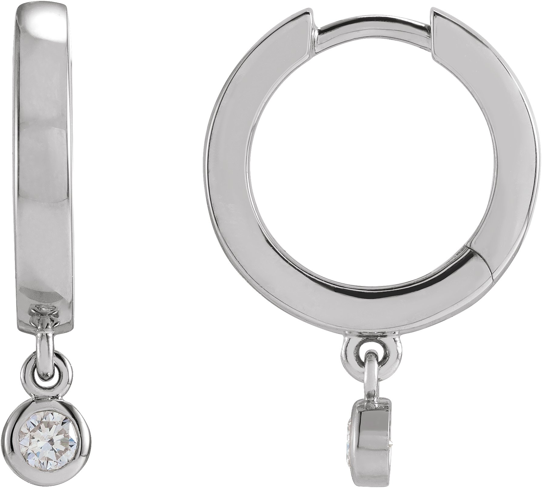 14K White 1/5 CTW Natural Diamond Hinged Hoop Earrings