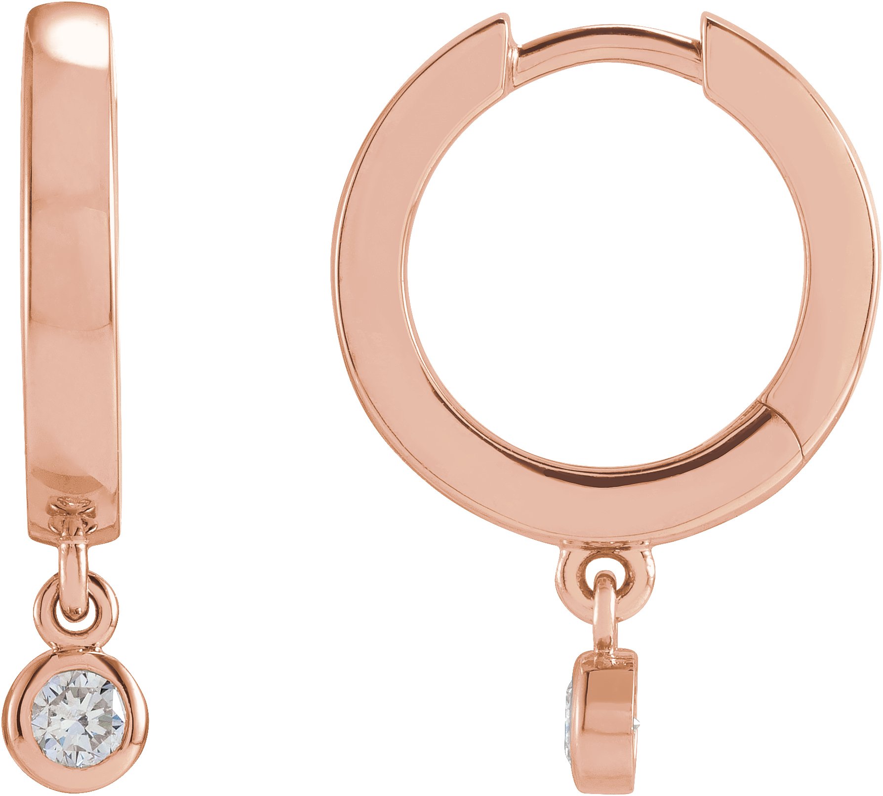 14K Rose .2 CTW Diamond Hinged Hoop Earrings Ref 17843484