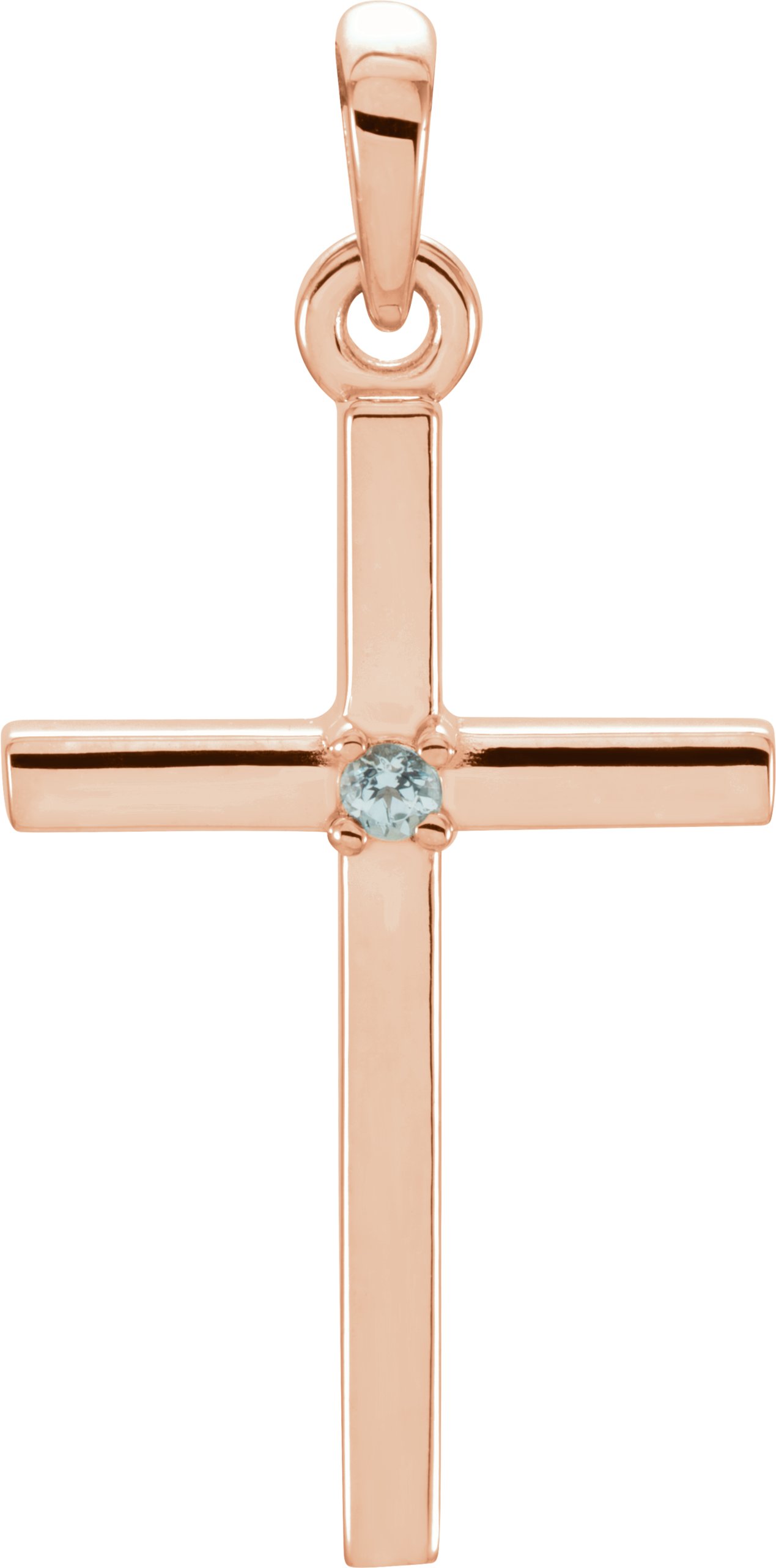 14K Rose 22.65x11.4 mm Blue Zircon Cross Pendant Ref. 13246317