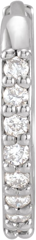 14K White .07 CT Natural Diamond Single 12.5 mm Huggie Earring