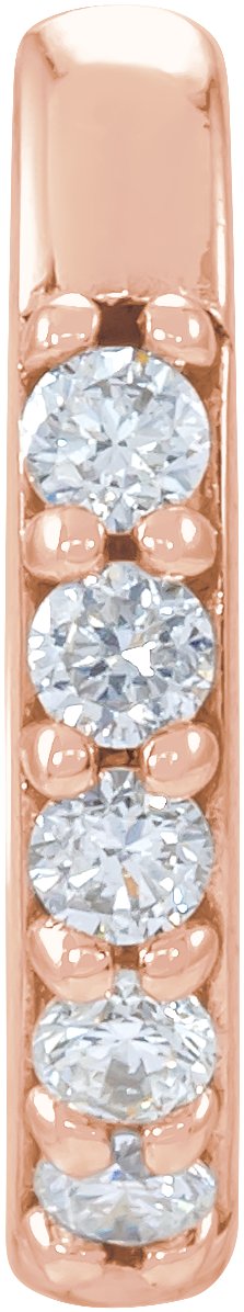 14K Rose .04 CT Natural Diamond Single 10 mm Huggie Earring