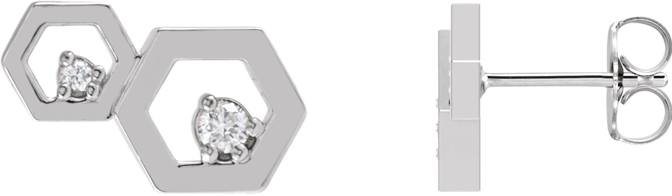 14K White .08 CTW Natural Diamond Honeycomb Earrings