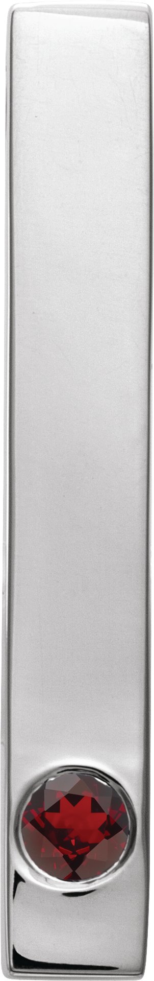 14K White Mozambique Garnet Family Engravable Bar Slide Pendant Ref. 16233239